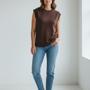 LOFT Chocolate Knit Cap Sleeve Top- Size XS